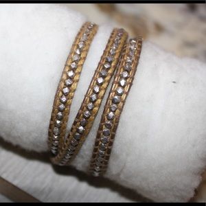 Chan Luu mens gold cord silver beaded wrap